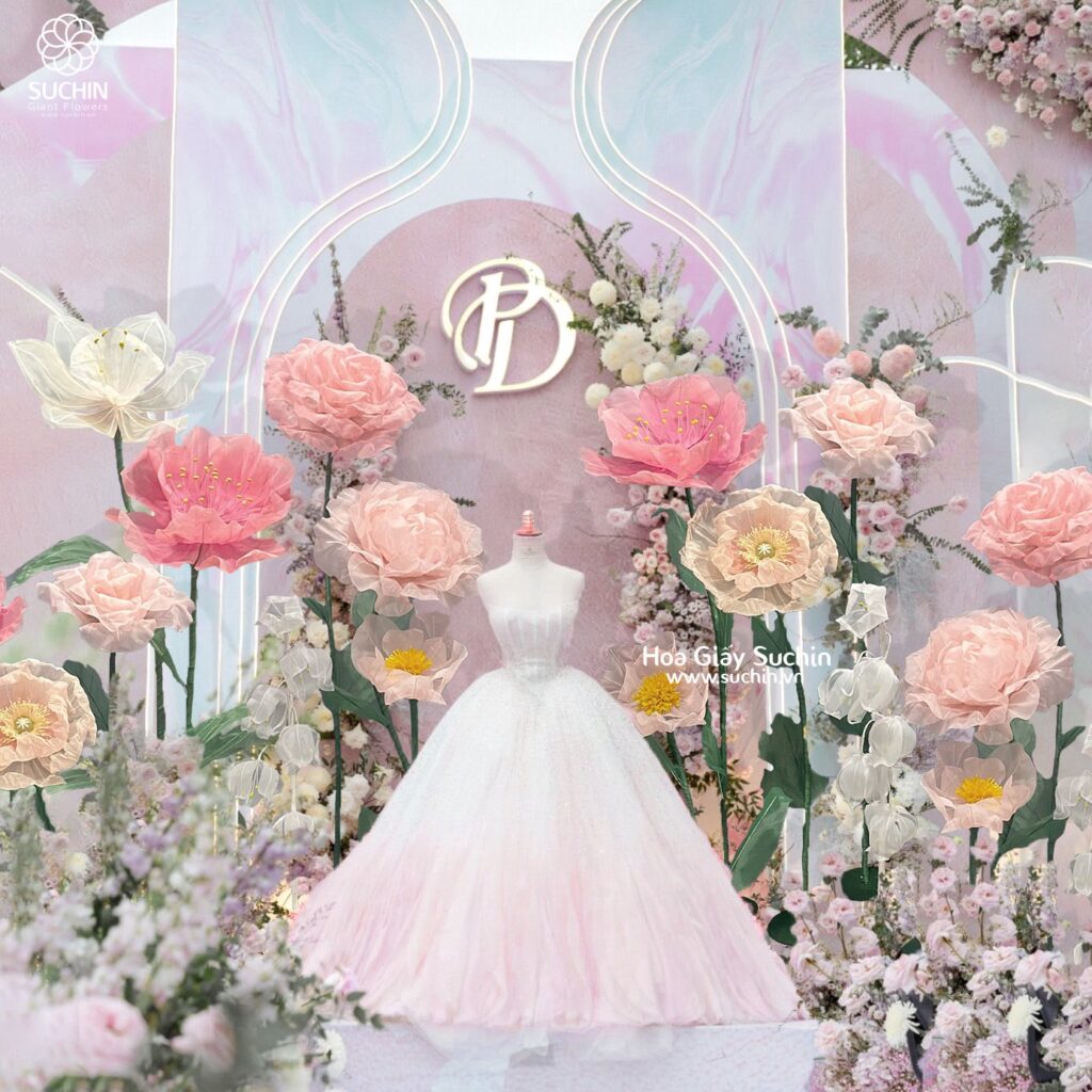 trang trí đám cưới với hoa thủ công