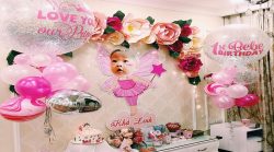 backdrop hoa giấy sinh nhật