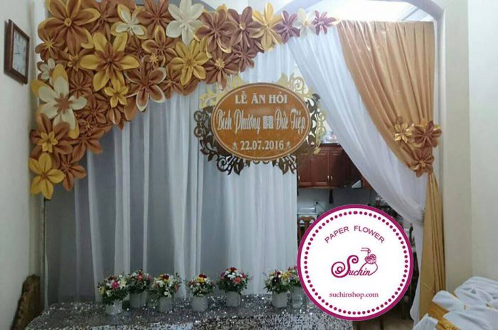 backdrop hoa giấy đám cưới đẹp backdrop hoa giấy đám cưới đẹp