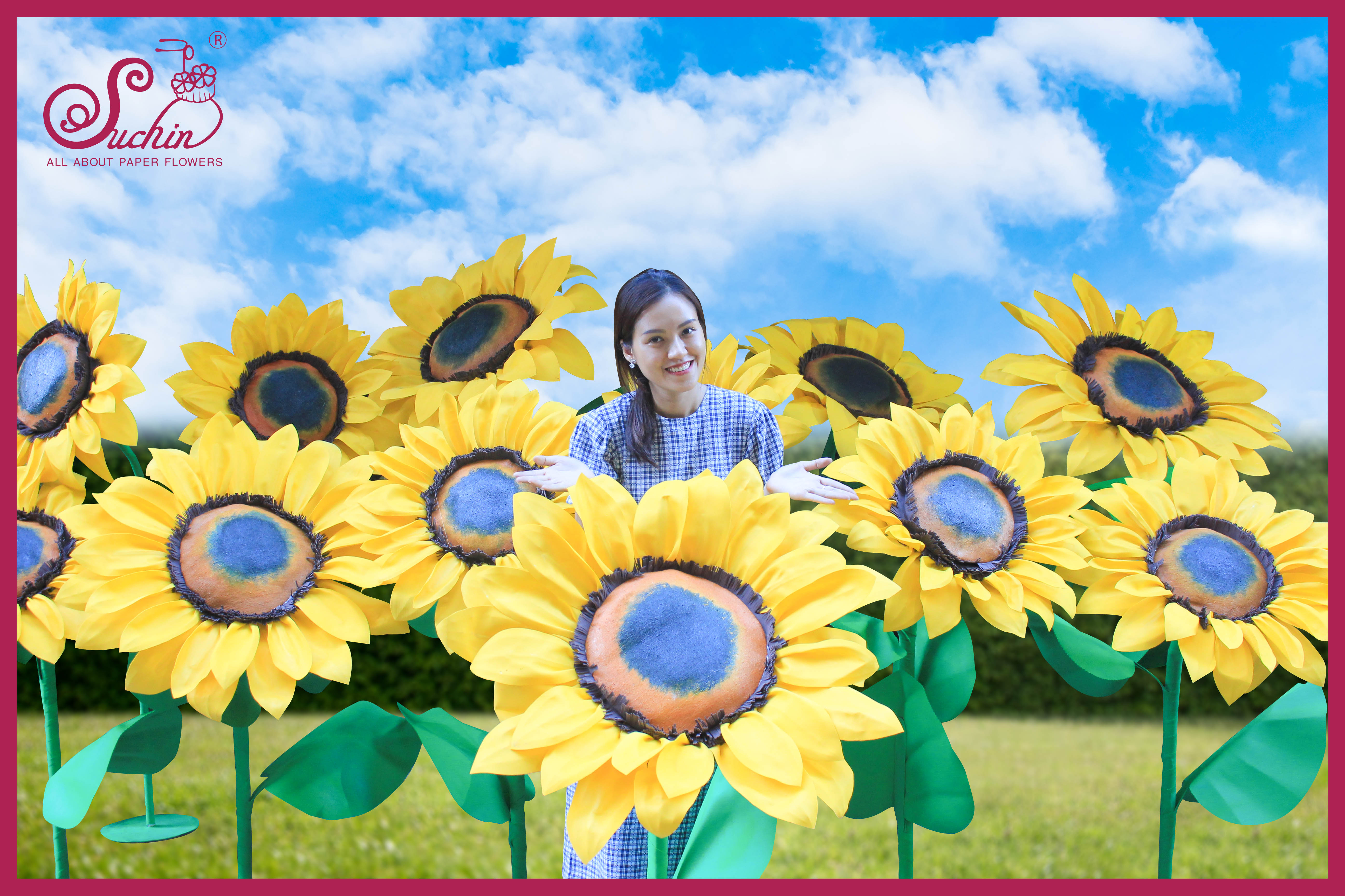 Cây hoa hướng dương giấy khổng lồ chất liệu mút xốp