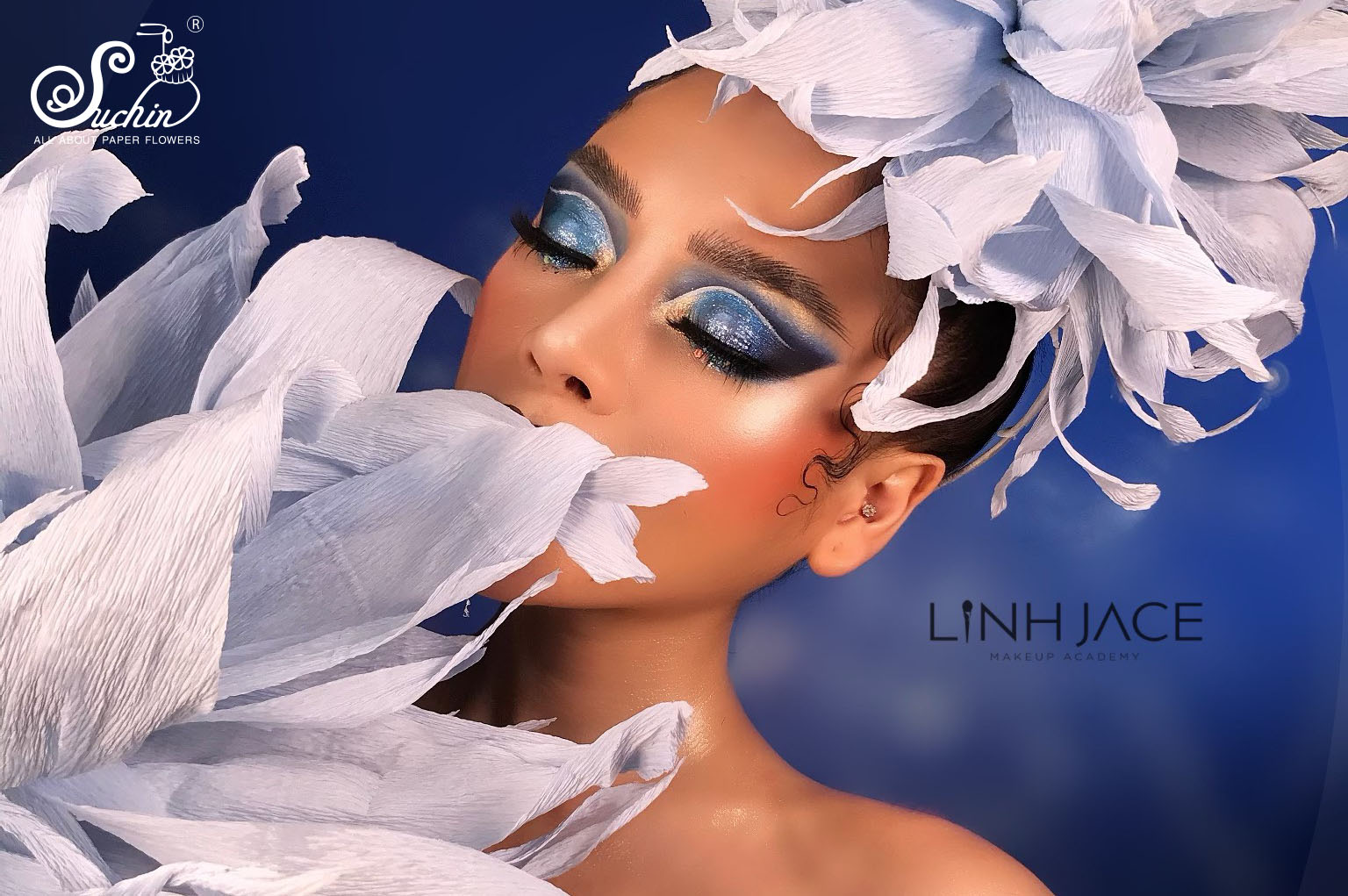 CONCEPT VÒNG XOÁY ĐẠI DƯƠNG – HOA GIẤY SUCHIN x LINH JACE MAKEUP