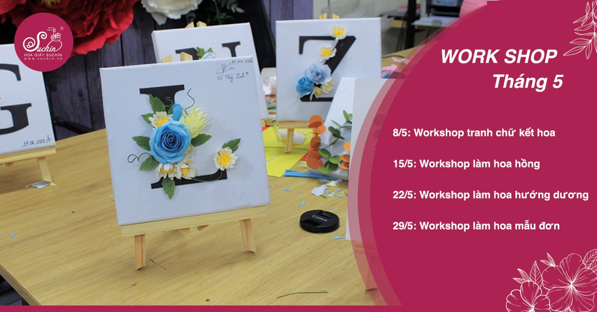 Workshop học làm hoa decor tên cá nhân