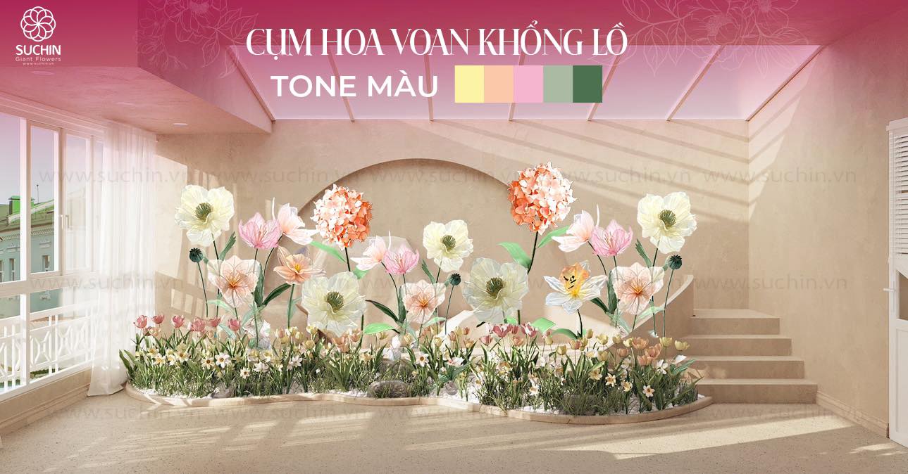 CỤM HOA VOAN KHỔNG LỒ ỨNG DỤNG TRANG TRÍ ĐA KHÔNG GIAN