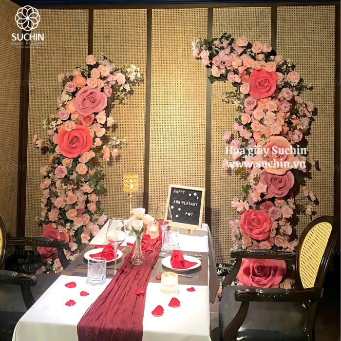 hoa khổng lồ trang trí nhà hàng