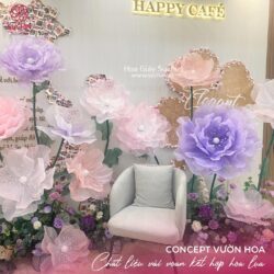hoa khổng lồ trang trí quán cafe
