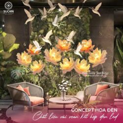 hoa khổng lồ trang trí quán cafe