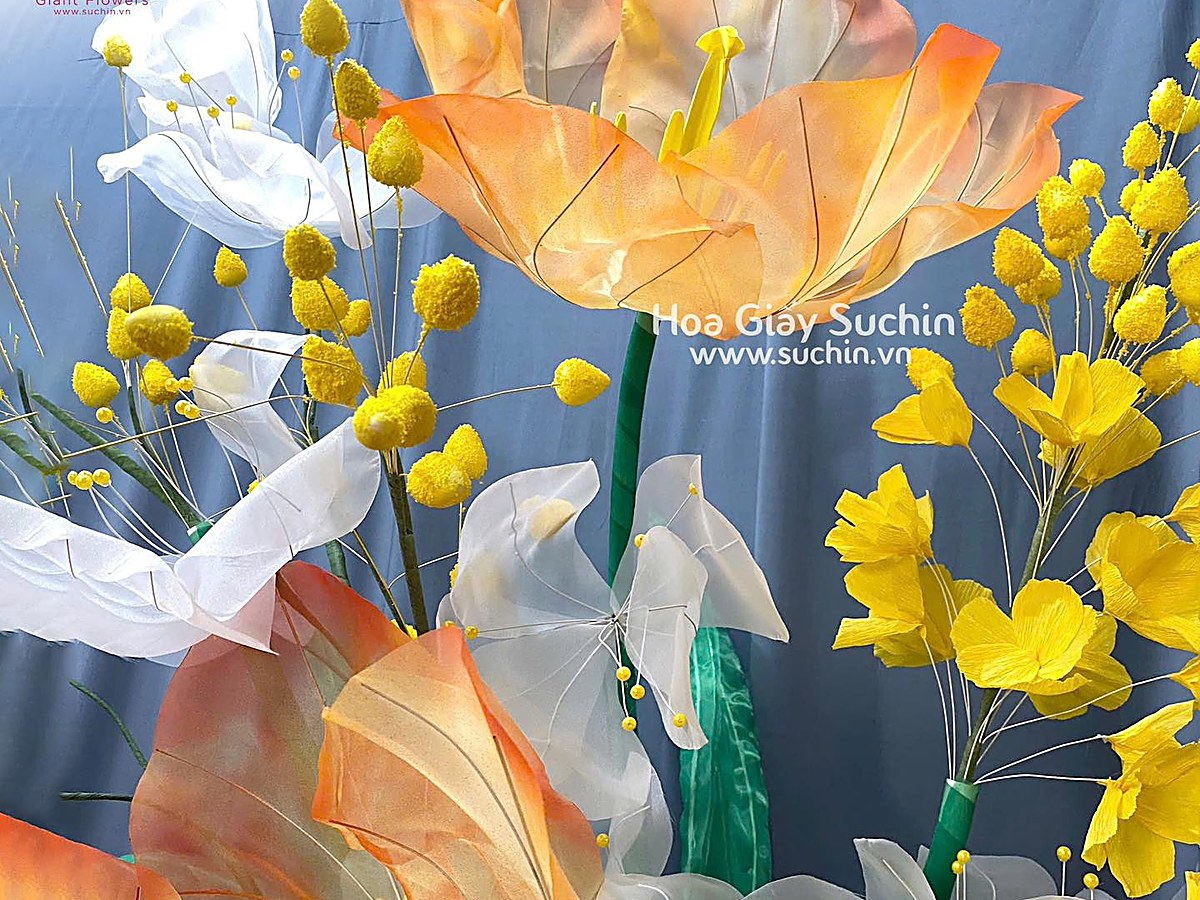Voan & Organza làm hoa giấy Suchin